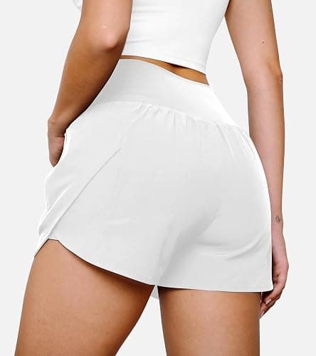 FireSwan Crossover Athletic Shorts for Women 2 in 1 Flowy Running Shorts with Pockets Spandex Butterfly Workout Tennis Skorts thumbnail 2