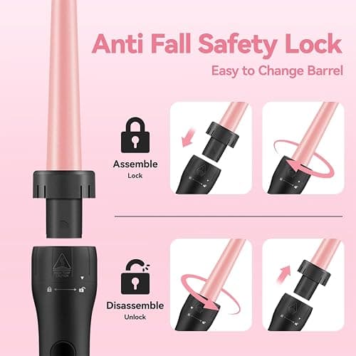 MOCEMTRY 5 in 1 Curling Wand Set (0.35"-1.25") with 3 Barrel Hair Crimper, Bubble Curling Wand and 3 Ceramic Barrels, Curling Iron 1 inch Crimper Hair Tool Waver with Two Temp Control, Gifts for Women thumbnail 6