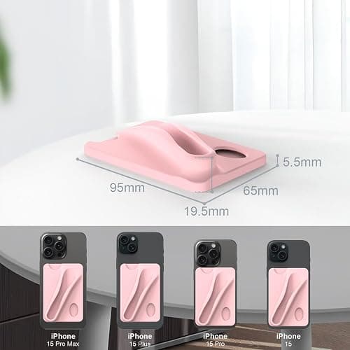 DOB SECHS Silicone Lip Holder with Card Holder Compatible with Lipstick Lip Glaze Phone Case Back Stick On Holder for iPhone and Android Smartphones （Pink, Small） thumbnail 3
