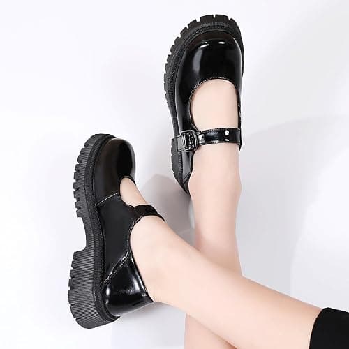 XMM Mary Jane Shoes Platform Chunky Mary Janes for Women Ladies Comfort Leather Round Toe Non-Slip Dressy Casual Cute Girls School Work Shoes thumbnail 5