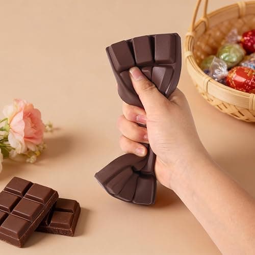 Sinbana Slow Rising Chocolate Bar Squishy, Fake Chocolate Squeeze Plaything | Squishy Slow Rise Soft Realistic Giant Food Fidget Toy Suitable for Adults Office Home Desk Focus and Party Favor (Brown) thumbnail 5