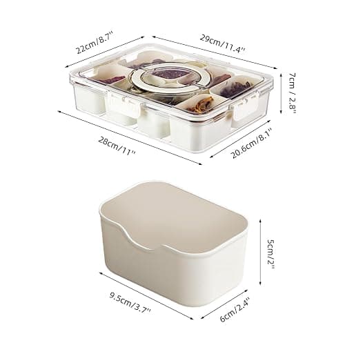 Pure Future Snackle Box Container with Handle - 8 Compartment Divided Serving Tray with Lid - Crystal Clear Charcuterie Box for Travel, Parties, Movie Nights & Daily Snacks (Hand Wash Only) thumbnail 3