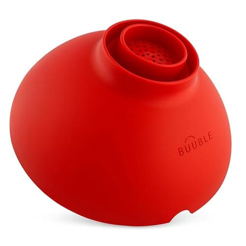 BUUBLE Ultimate Grease Drainer & Food Strainer (Red) Premium Heat-Resistant Silicone Colander for Bacon, Ground Beef, Pasta & Veggies; Fits Pans, Cans & Jars; Dishwasher Safe - Image 1