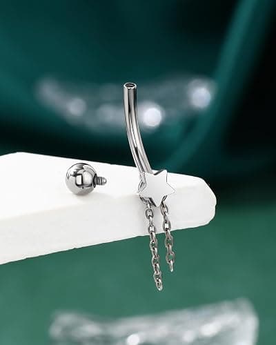 COCHARM Titanium Belly Button Rings, 14G Belly Navel Rings for Women Dangle, Surgical Steel Navel Piercing Jewelry thumbnail 5