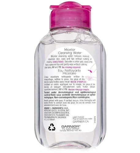 Garnier Micellar Cleansing Water, All-in-1 Makeup Remover and Facial Cleanser, For All Skin Types, 3.4 Fl Oz (100mL), 1 Count (Packaging May Vary) thumbnail 11