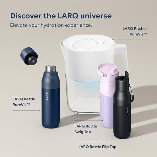LARQ Bottle Twist Top 25 oz - Insulated Stainless Steel Water Bottle | BPA Free | Reusable Water Bottle for Camping, Office, and Travel | Keep Drinks Cold and Hot, Obsidian Black thumbnail 7