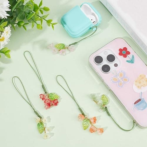 BENECREAT Cute Phone Charm Accessories, Fruit Lollipop Butterfly Milk Tea Bear Colorful Resin Phone Charm Strap thumbnail 4