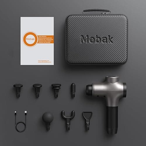 Mebak 3 Massage Gun, Massage Gun Deep Tissue for Athletes, Professional Muscle Percussion Massager, Massager for Shoulder Leg Back Body Pain Relief, Quiet Portable Sport Tool, Gifts for Him thumbnail 9