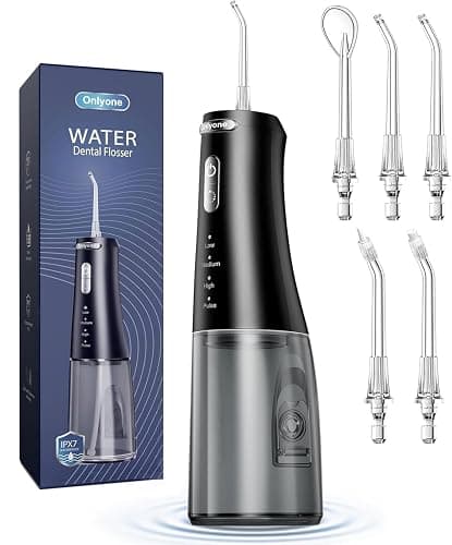 Onlyone Water Dental Flosser Pick for Teeth 300ML Portable Oral Irrigator Rechargeable Travel Irrigation Cleaner Cordless Electric Flossing Machine for Teeth Cleaning Power Flossers IPX7 Waterproof - Image 1