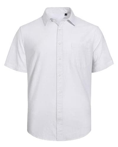 J.VER Men's Linen Short Sleeve Shirts Cotton Casual Lightweight Button Down Shirt Beach Vacation Summer Tops with Pocket thumbnail 5