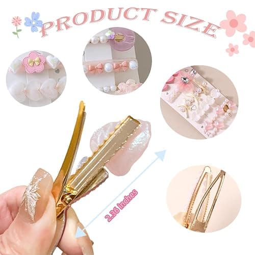 3 pack Hair Clips for Girl and Women 2.36 inch Fashion Hair Clips Set Pearl Acrylic Resin Hair Accessories for Thick Hair thumbnail 2