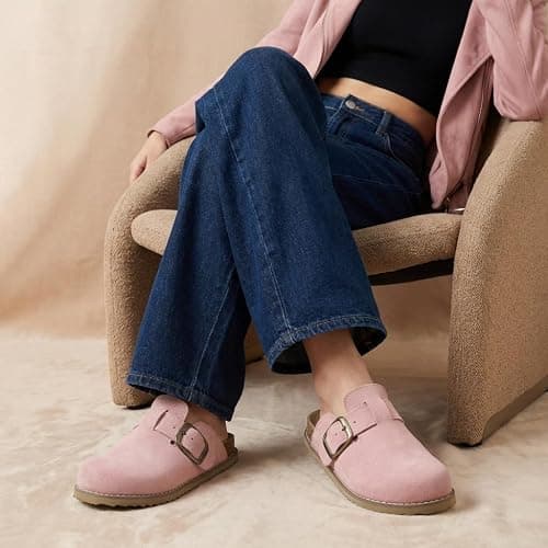 CUSHIONAIRE Women's Blain Genuine Suede Slip-On Clogs with + Memory Foam & Chic Buckle Mule - Comfortable, Non-Slip, Wide Widths Available thumbnail 3