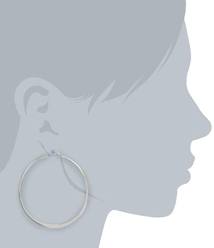 Amazon Essentials Gold Plated or Stainless Steel Flattened Hoop Earrings thumbnail 2