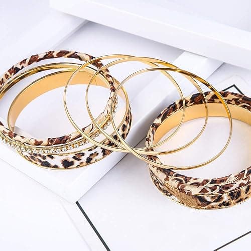 PUOSUO Leopard Bangle Bracelets for Women - Multi Layers Casual Bracelet for Women thumbnail 8