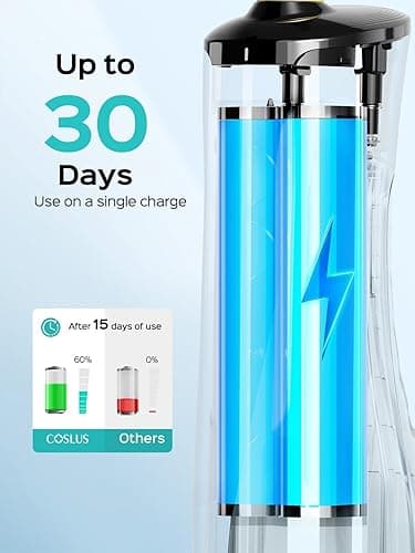 COSLUS Cordless Water Flosser & Dental Pick for Teeth, Braces, Gums Care - Advanced 10 Pressure Settings for Multiple Users, Rechargeable, Portable for Travel, BPA-Free, Black, E40(WFP14) - Black thumbnail 4