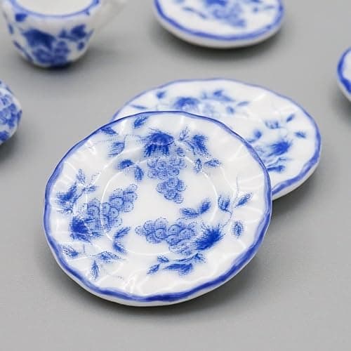 Odoria 1/12 Miniature Porcelain Tea Set 15Pcs Dollhouse Decoration Accessories, Grapes thumbnail 5