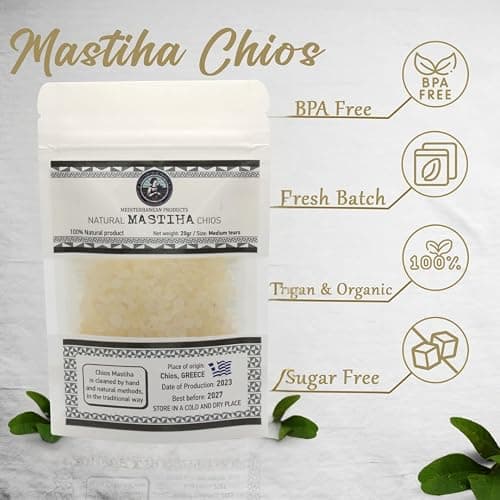 Organic Mastiha Chios 20G – 100% Natural Greek Mastic Gum, Gluten-Free & Sugar-Free Vegan Resin from Greek Farmers, Authentic Mastiha Tears for Daily Use thumbnail 3
