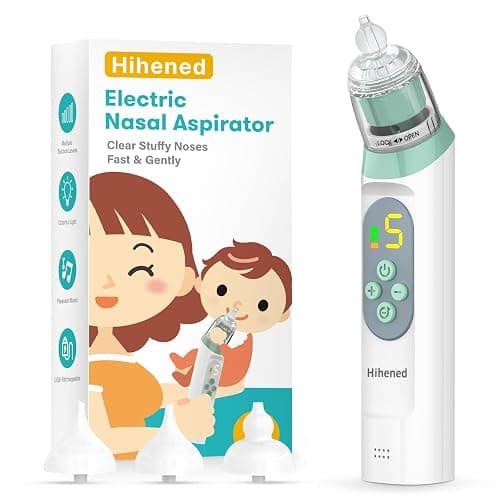 Electric Nasal Aspirator for Baby, Nose Aspirator for Toddlers, Waterproof Baby Nose Sucker, Nose Cleaner with 3 Silicone Tips, Adjustable Suction Level, Music and Light Soothing Function,Green - Image 1