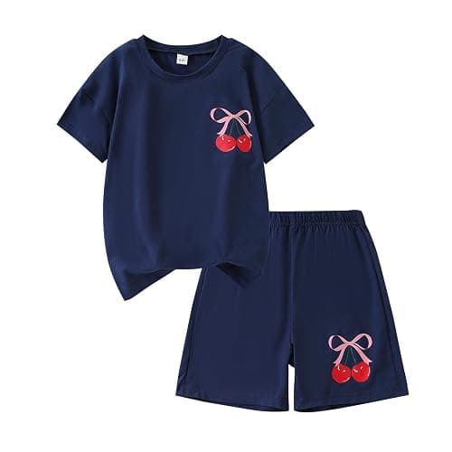 Zylvae Kid Girl 6-11 Years Summer 2-Piece Outfit Set - Daisy/Bow Print Top & Patterned Shorts Clothing Set thumbnail 7