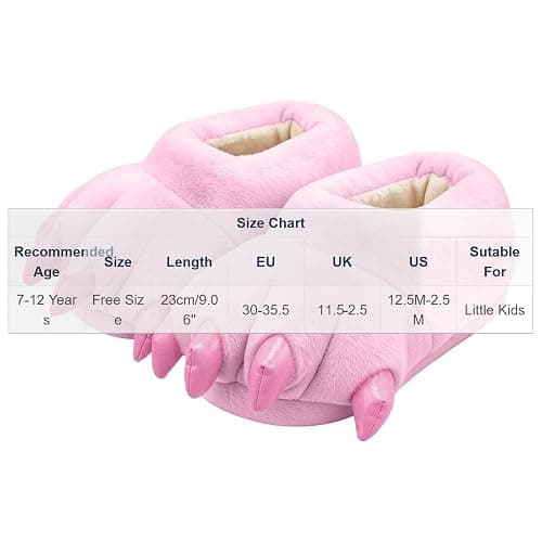 Kids Furry Paws Slippers Boys Girls Cute Funny Slipper Shoes 7-12Y | Plush Furry Monster Cat Paw Slipper Flannel Animal Claw Winter Boots Props Halloween Christmas Birthday Holiday Party Costume thumbnail 5