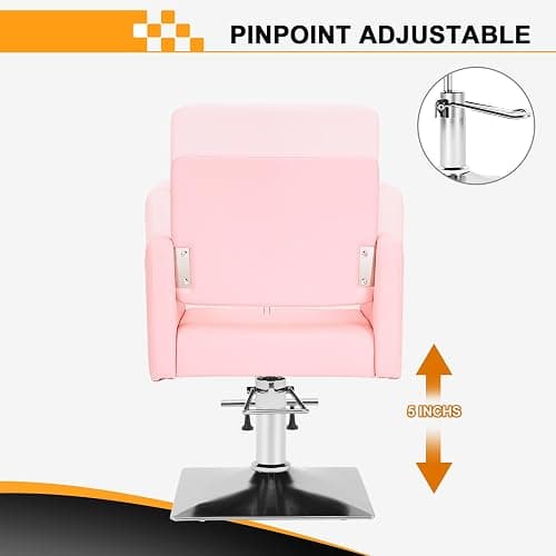 Barber Salon Chairs for Hair Stylist, Hydraulic Hair Salon Chair, Pink | Heavy Duty, 360 Degree Swivel, Adjustable Height, Styling Braiding Hairdressing Chair, for Beauty Salon Equipment thumbnail 5