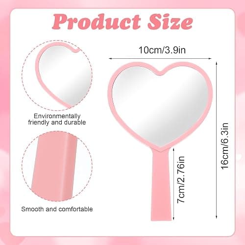 Limbeuuu 15 Pcs Heart Shaped Handheld Mirror Small Travel Makeup Mirrors with Handle Mini Heart Bulk Plastic Cosmetic Gift for Women (Bright Color) thumbnail 3