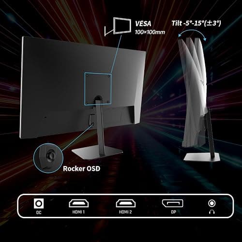 KTC 24.5'' Gaming Monitor, FHD 1080P 180Hz (Up to 200Hz) Fast IPS 128% sRGB Computer Monitor, HDR10, Adaptive Sync, Eye Care PC Gamer Monitor, HDMIx2, DP, VESA Mountable, Tilt Adjustable, H25T7 thumbnail 6