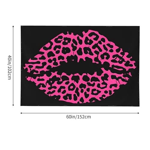 KOSUES Pink Leopard Lips Tapestry Wall Hanging Tapestries Wall Backdrop Room Poster Art Aesthetic Decor for Home Office Bedroom Living Room Dorm 60x40 Inch thumbnail 3