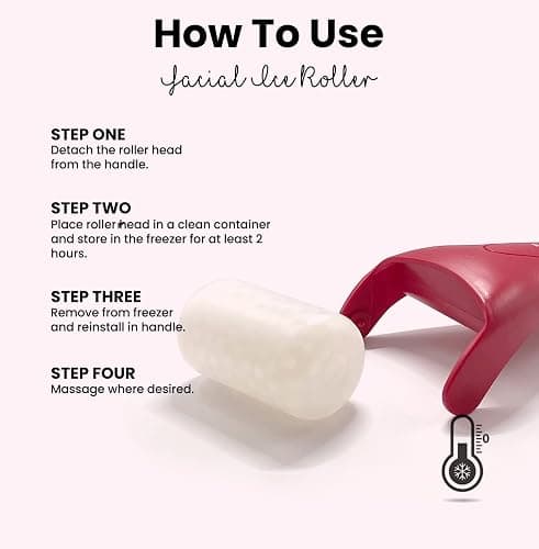 ROSELYNBOUTIQUE Ice Roller for Face Wrinkles Fine Lines Puffiness Stick Massager Facial Skin Care Tools Self Care Gifts for Men Women (Red) thumbnail 4