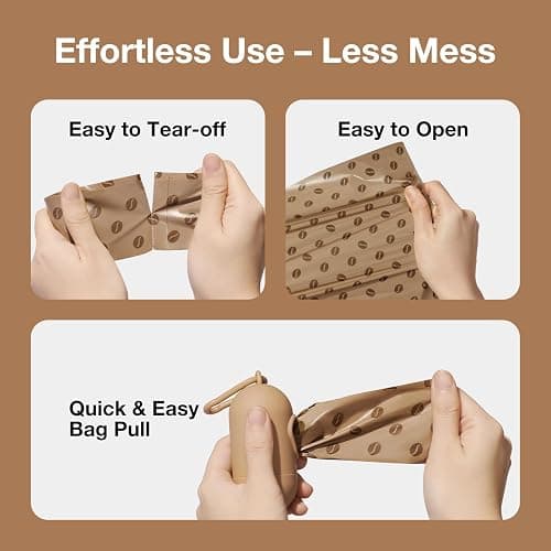 VETRESKA Dog Poop Bags Dispenser with Coffee Scented Waste Bags, Leak Proof | Extra Thick & Strong, 1 Holder and 105 Count Pet Poop Bags (7 Refill Rolls) for Dogs and Cats thumbnail 4