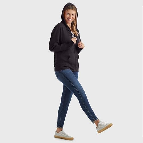 Hanes Women’s Slub Knit Full-Zip Hoodie, Textured Cotton Zip-Up T-Shirt Hoodie for Women thumbnail 5