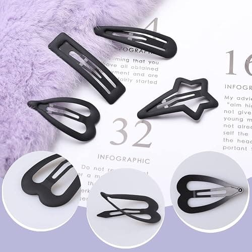 15PCS Metal Star Hair Clips for Women,no Slip Hair Clips Star Candy Color Black Hair pins for Women and Girls by Yerpkefey (black) thumbnail 4