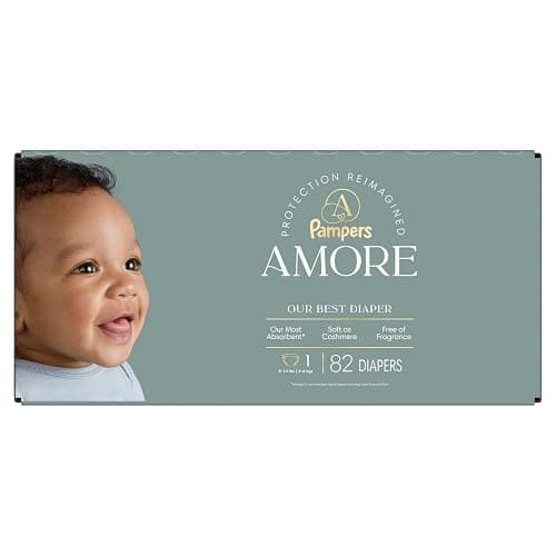 Pampers Amore, Size 1 (8-14 lbs), 82 Count, Our Best Diaper – Hypoallergenic & Fragrance Free, Up to 100% Leakproof, Soft as Cashmere thumbnail 16