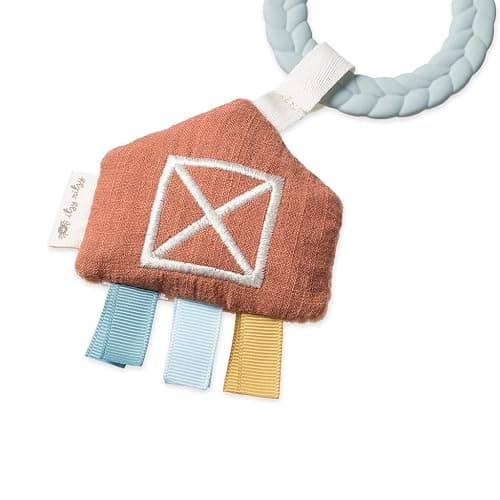 Itzy Ritzy Farm Toy Gift Set - Includes Cow Lovey & Farm-Themed Busy Ring Car Seat and Stroller Toy - Features Crinkle Sounds, Engaging Textures & Silicone Teething Relief (Farm) thumbnail 9