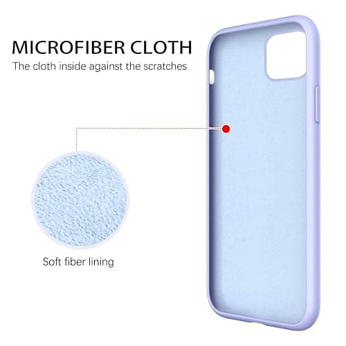 DUEDUE for iPhone 11 Case Liquid Silicone Slim Cover with Microfiber Lining Shockproof Protective Phone Case for iPhone 11 6.1 inch Light Purple thumbnail 7