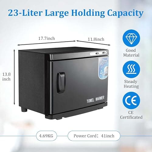 Hot Towel Warmer Cabinet with LED Light - JXSDLIY 23L Large Capacity Towel Cabinet for Bathroom 2-in-1 Professional Hot Towel Warmers for Facials SPA Massage Salon Heats Up Quick Towel Heater (black) thumbnail 4