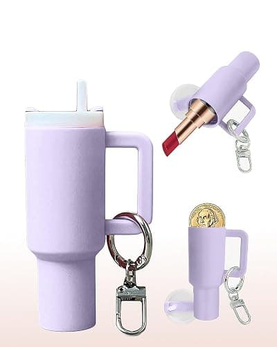 Mini-Schlüsselanhänger mit Lippenbalsam-Halter, niedlicher Becheranhänger für Schlüssel, Taschen und Geldbörsen, 9,9 cm - Image 1