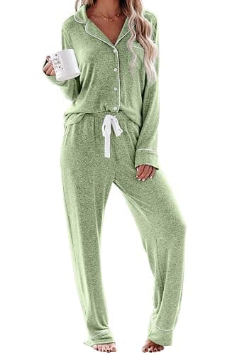 Aamikast Women's Pajama Sets Long Sleeve Button Down Sleepwear Nightwear Soft Pjs Lounge Sets - Image 1