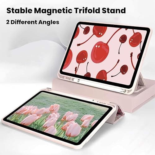 KFQDC for iPad A16 11 Inch 2025 /for iPad 10th Generation 10.9 Inch 2022 Bows iPad Case with Pencil Holder-[Auto Wake/Sleep], Trifold Stand Soft TPU Protective Cover, Cute Pink Bows thumbnail 2