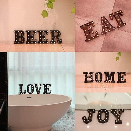 Decorative LED Illuminated Letter Marquee Sign - Alphabet Marquee Letters with Lights For Wedding Birthday Party Christmas Night Light Lamp Home Bar Decoration J, Black thumbnail 7
