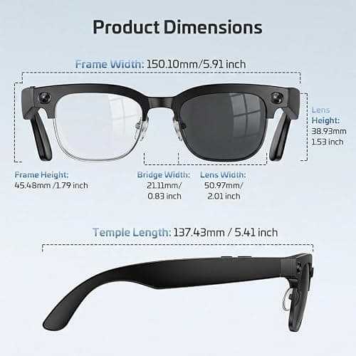 AI Smart Glasses for Men Women,8MP 4K HD Camera Glasses,Supports AI Voice Control/Photo/Video/Audio Recording,Bluetooth Camera Glasses with 133 Translations,IP67 Waterproof for Business & Outdoor thumbnail 9
