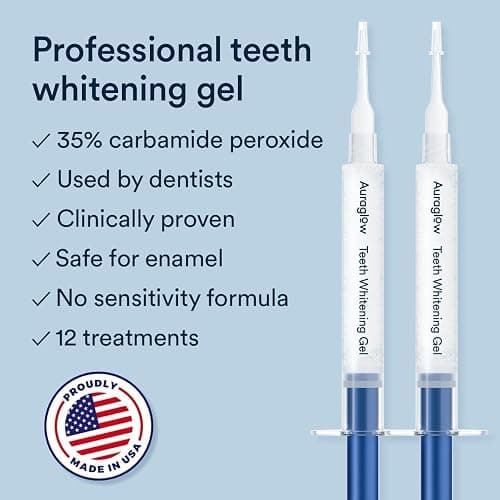 Auraglow Plug-in LED Teeth Whitening Kit – Wired Light Device – 35% Carbamide Peroxide Gel – 12 Treatments – at-Home Tooth Whitening System – Enamel-Safe at-Home Whitening for Coffee & Tea Stains thumbnail 3