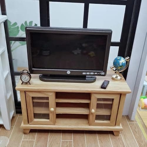 Dollhouse Decoration Accessories,1:12 Fireplace TV Miniature Furniture Room Wooden Vintage Fireplace Mini Furniture thumbnail 2