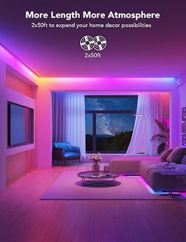 Govee 100ft RGBIC LED Strip Lights, Smart LED Lights Work with Alexa and Google Assistant, LED Lights for Bedroom WiFi App Control Segmented DIY Multiple Colors, Color Changing Light, (2 x 50ft) thumbnail 3
