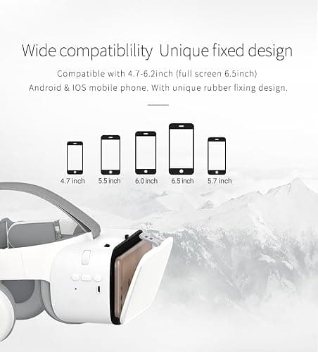 VR Headset for Phone, Virtual Reality Glasses with Bluetooth Headphones for Adults and Kids Play 3D VR Games Movies (White VR Only) thumbnail 8
