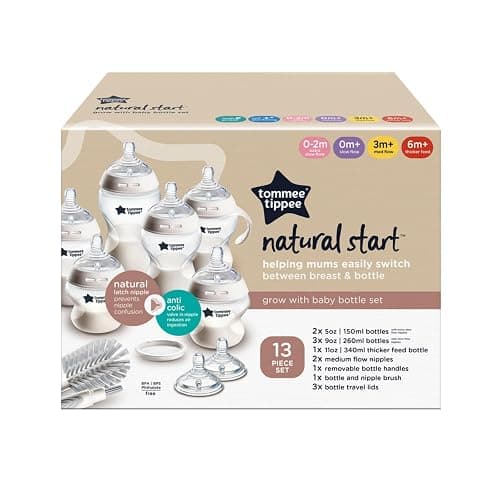 Tommee Tippee Natural Start Grow with Baby Bottle Set, 5oz, 9oz and 11oz, Slow, Medium and Thicker Flow Nipples, Removable Bottle Handles, Self-Sterilizing - Clear - Grow with Baby thumbnail 8