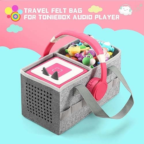 PISOSN Carrying Case for Toniebox Starter Set and Tonies Figurines, Travel Felt Cloth Musical Toy Folding Bag for Toniebox 2 & Accessories (Gray) thumbnail 3