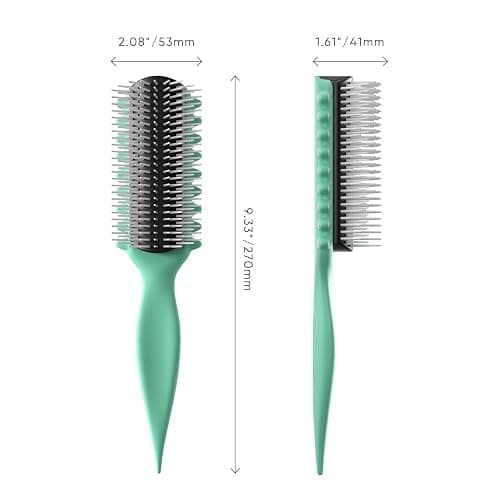 AM8:00 Curl Defining Brush,9Rows Premium Styling Hairbrush for Curly Hair, Enhances Curls Definition & Separation, (Green) thumbnail 6