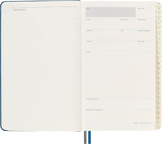 Moleskine Passion Journal, Books, Hard Cover, Large (5" x 8.25") Steel Blue, 400 Pages | Large 5" x 8.25" 400-page reading journal with guided book reviews, quotes, ratings, reading logs, and wish lists. thumbnail 7
