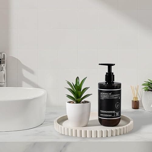 Round Bathroom Tray Perfume Organizer Coffee Table Decor, 9" Beige | Silicone, Non-Slip, Heat-Resistant, for Kitchen,Vanity, for Candle, Soap Dish thumbnail 2